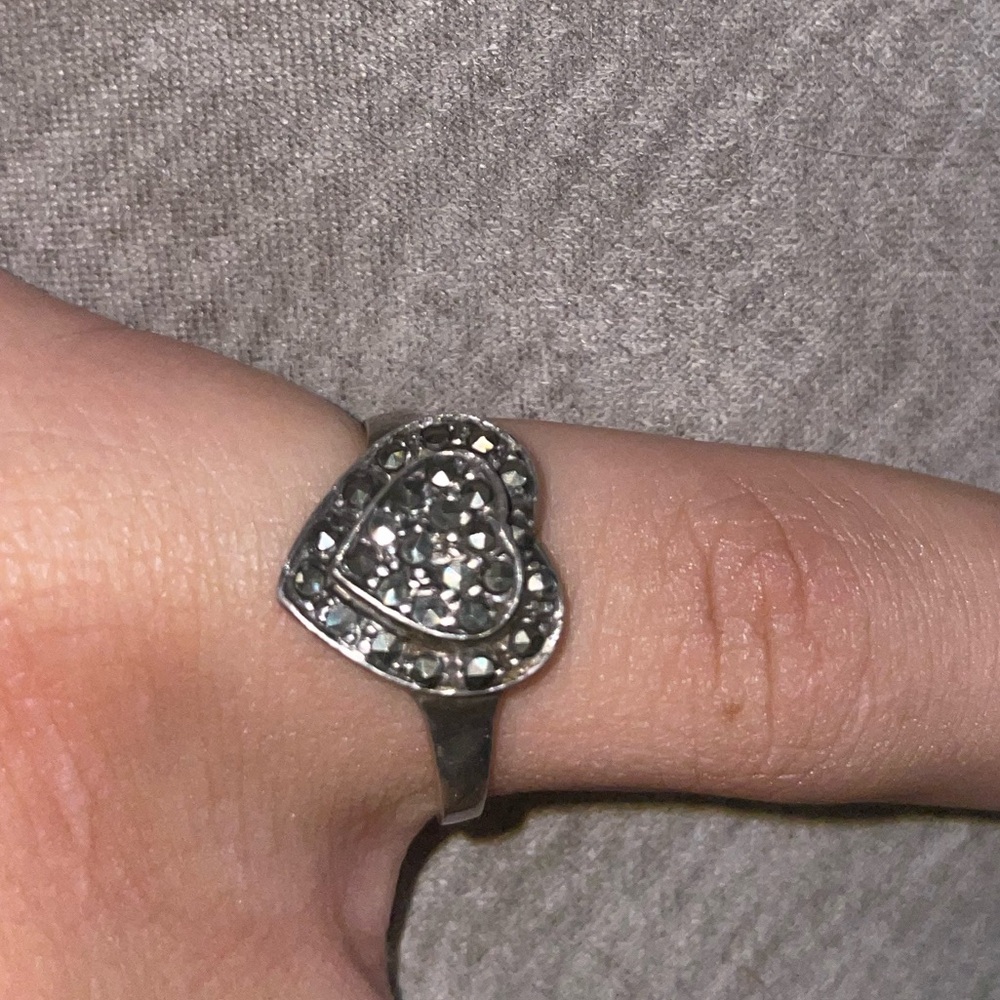 Vintage Sterling Silver and Marcasite heart ring!